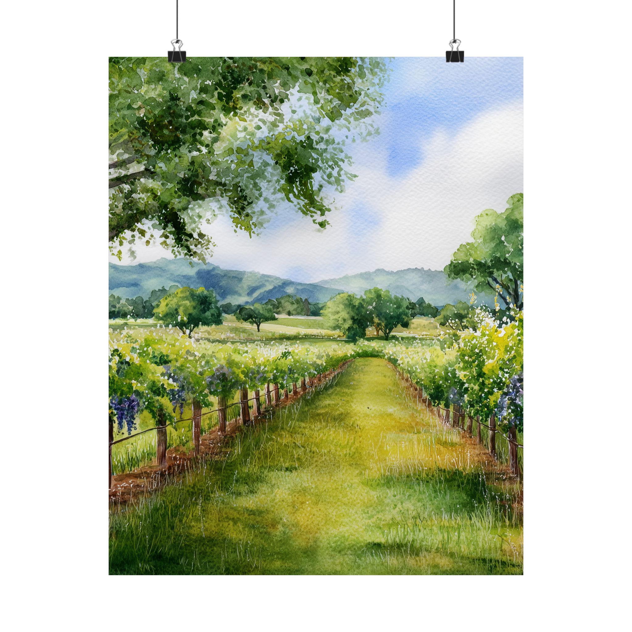 Napa Valley Watercolor Painting: California Wine Country Art Print ...