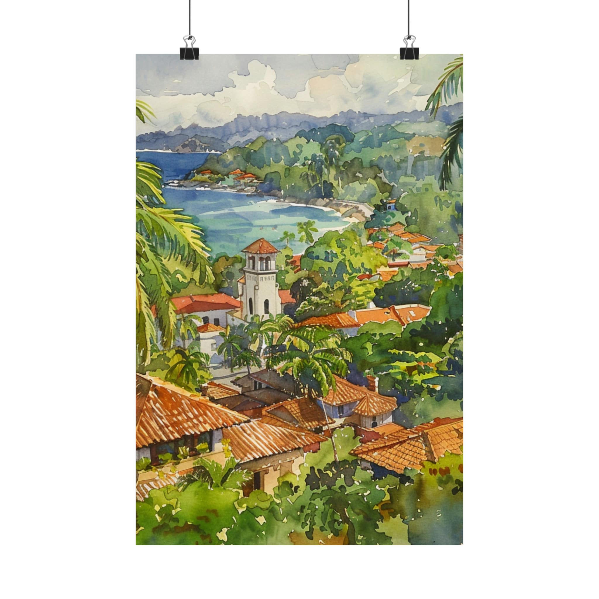 JON ONGKIEHONG 「 PLACE DE COSTA RICA」アート Costa Rica Painting Manuel Antonio Watercolor Art Print, Coastal