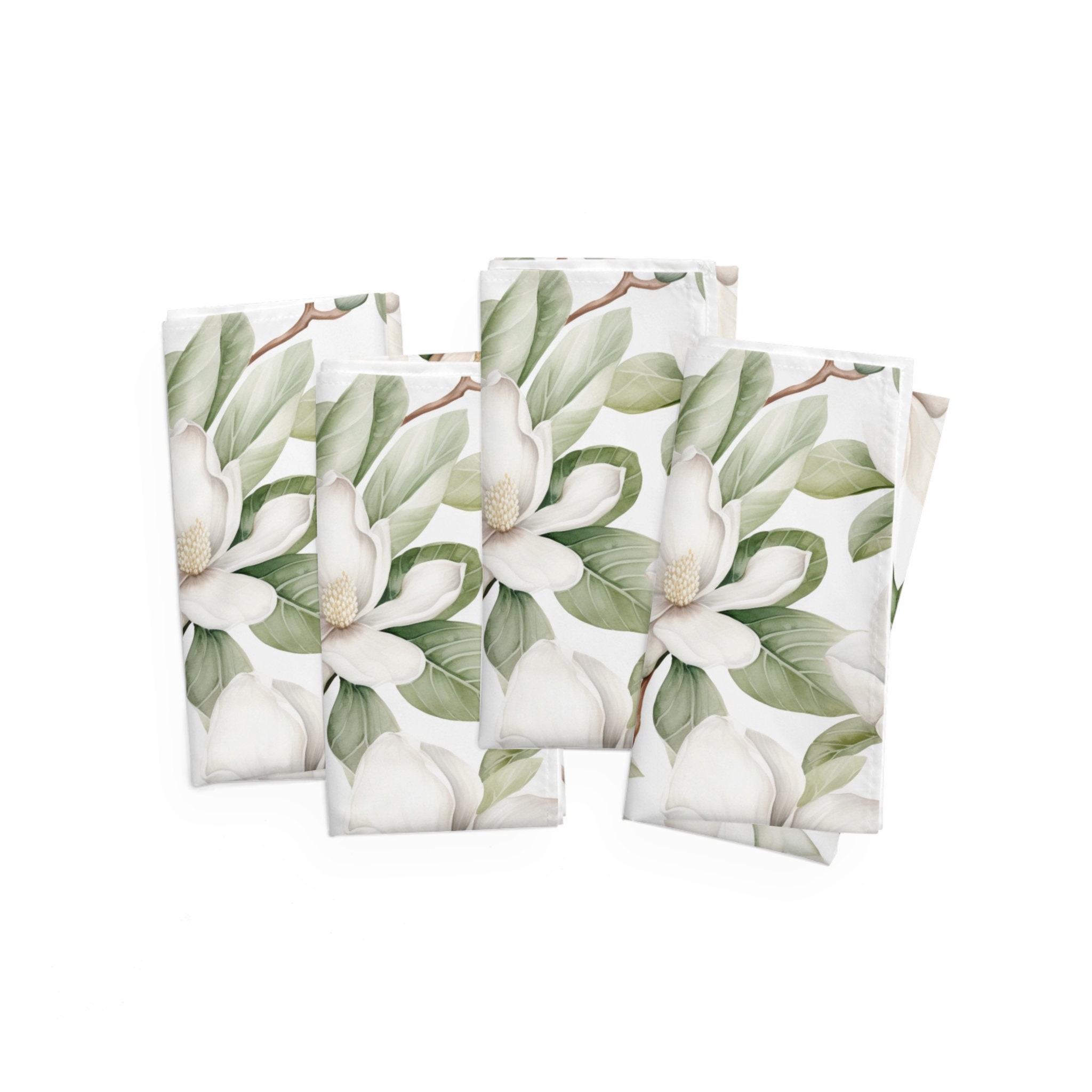 Floral Napkins Magnolias Print Cloth Napkins Wedding Napkins Bridal Brunch Napkin Set of 4 Formal Floral Dining Napkins