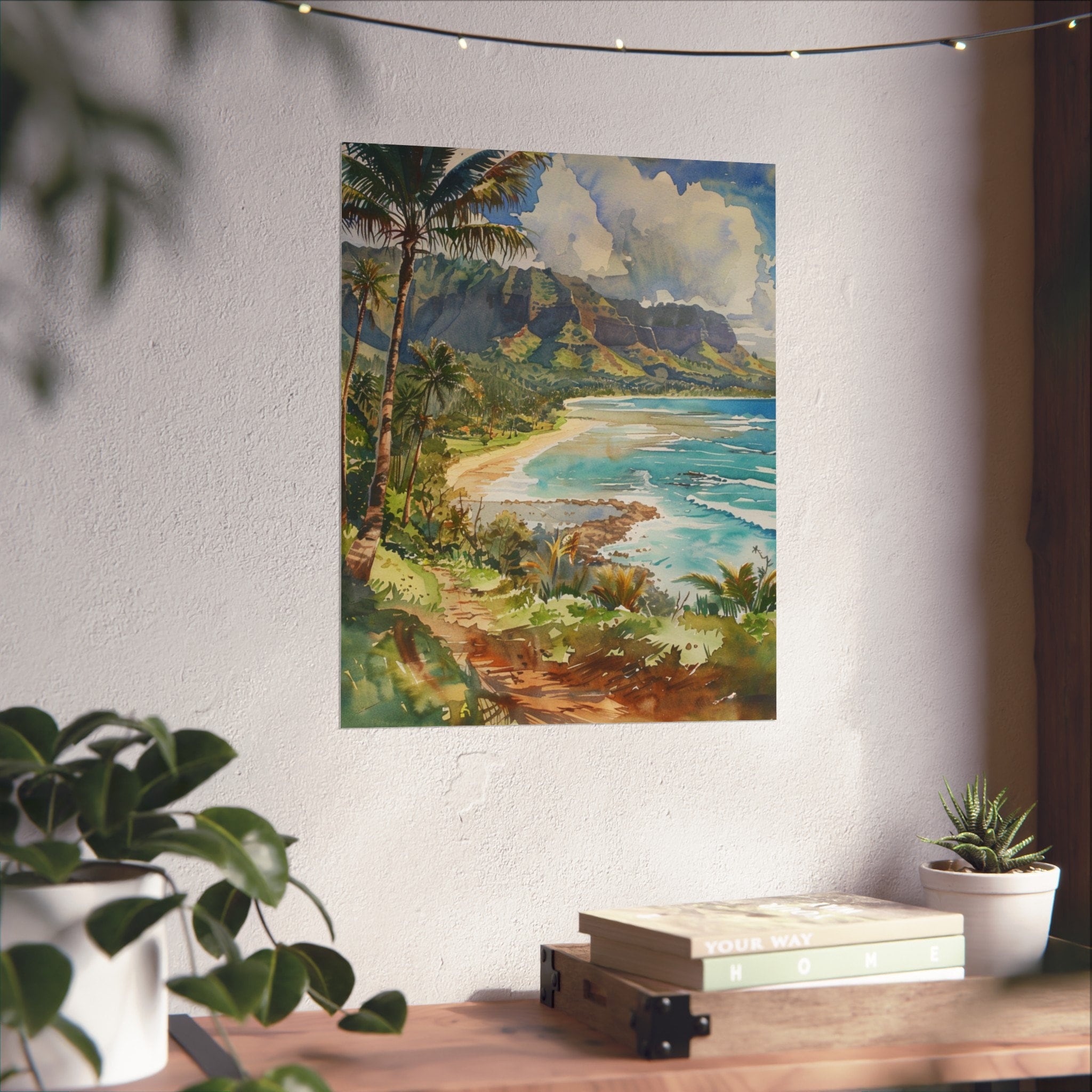 Kauai Painting, Hawaiian Island Art Print, Mountains and Ocean ...