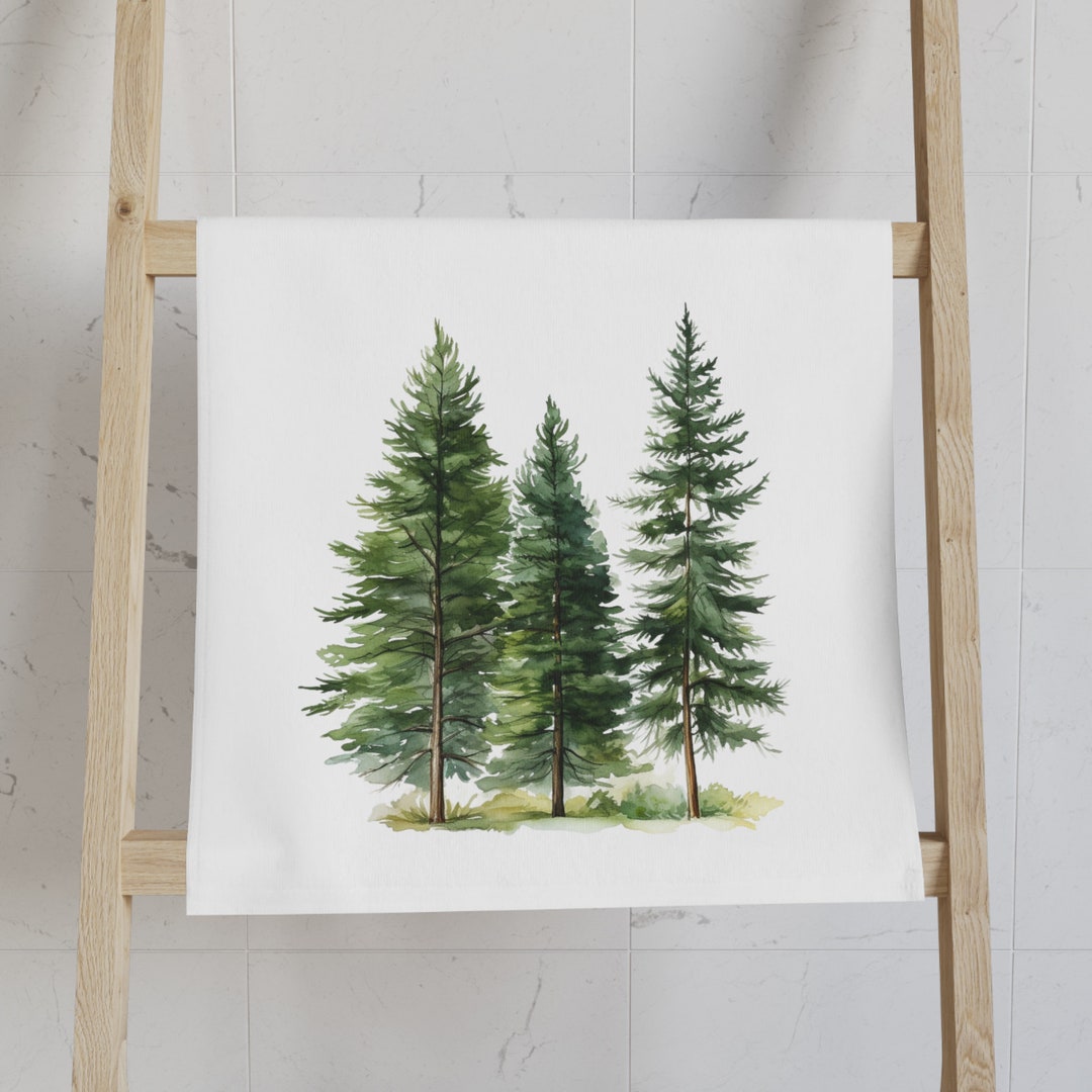 Pine Tree Hand Towel, Bathroom Towel, Rustic Cabin Hand Towel, Rustic