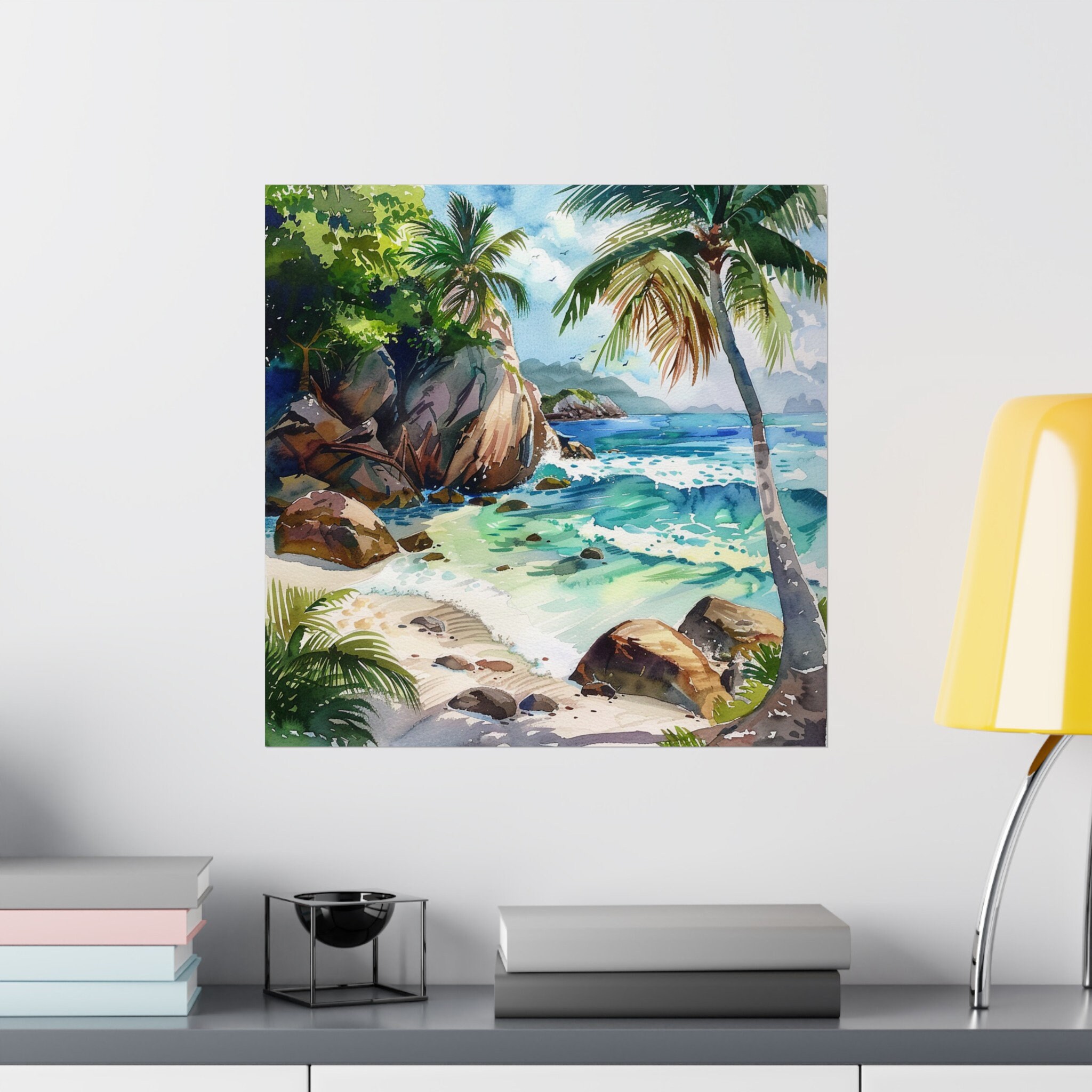 Seychelles Painting Indian Ocean Beach Art Print Island Wall Art 