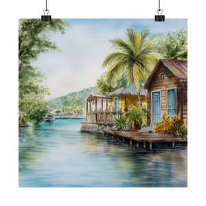 Roatan Honduras Watercolor Painting, Island of Roatan Art Print, Caribbean Artwork, Tropical Print, Travel Poster, Travel Gift