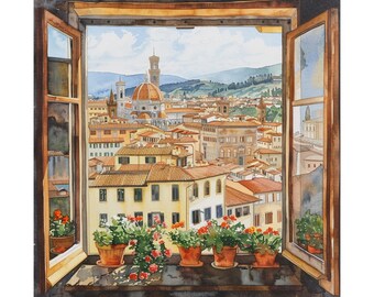 イタリアのフィレンツェの街並みの絵画 柿崎 覚 Gaku Kakizaki | フィレンツェの街 Oil on canvas F6(31