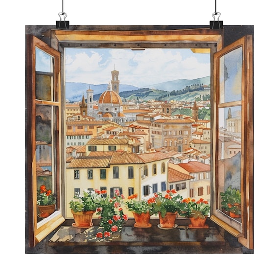 イタリアのフィレンツェの街並みの絵画 イタリアのフィレンツェの街並みの絵画
