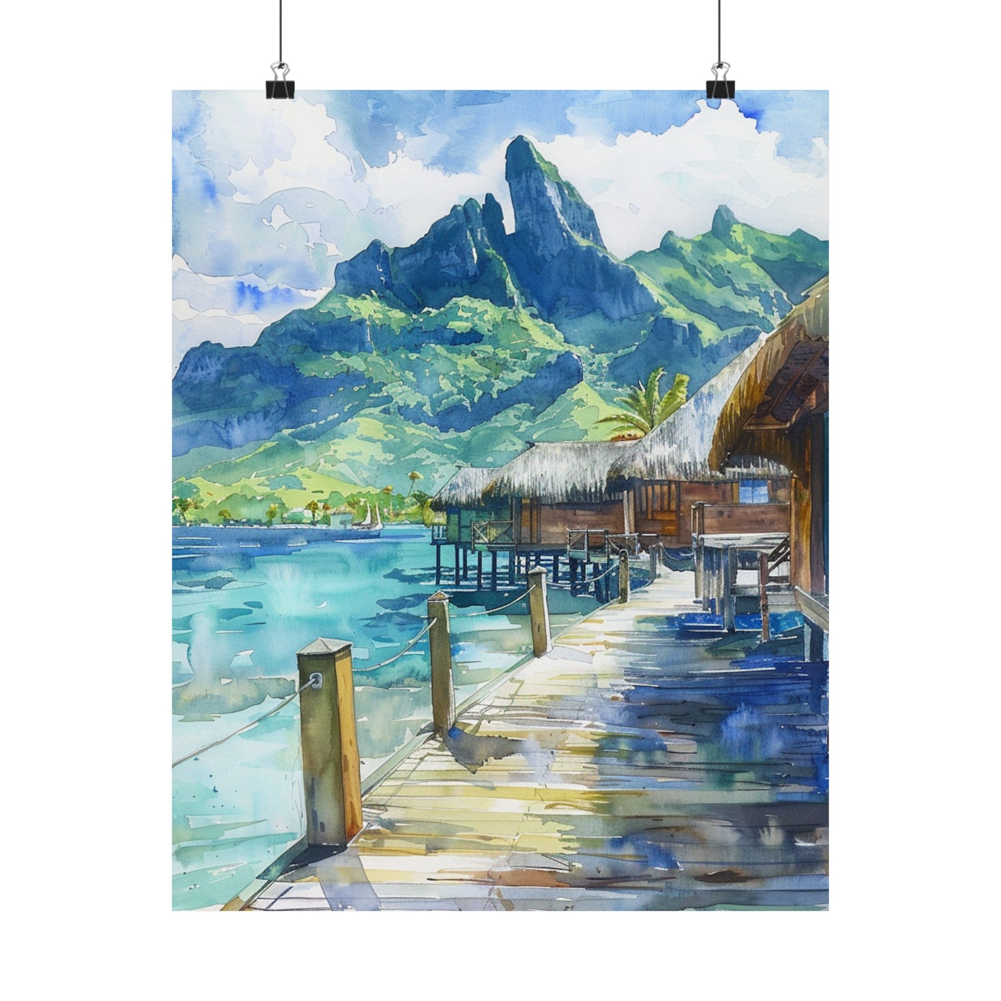 French Polynesia Painting Bora Bora Print, Leeward Islands Travel