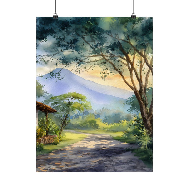 El Salvador Watercolor Art Print: Latin American Landscape Travel Poster Gift image 8