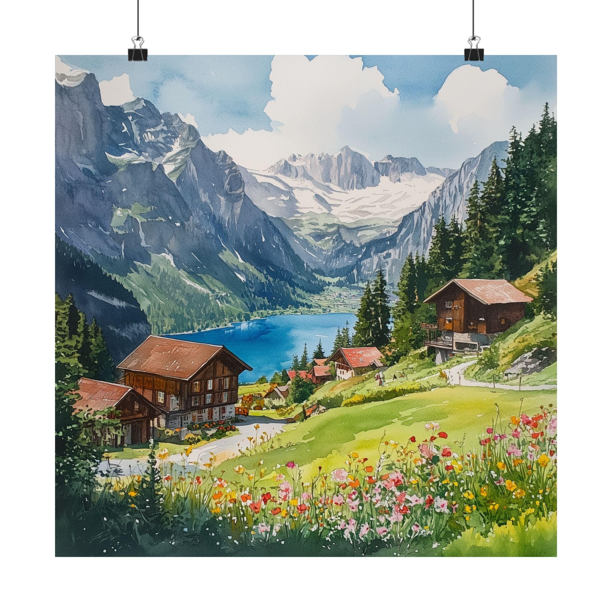 Swiss alps oil painting - Etsy 日本