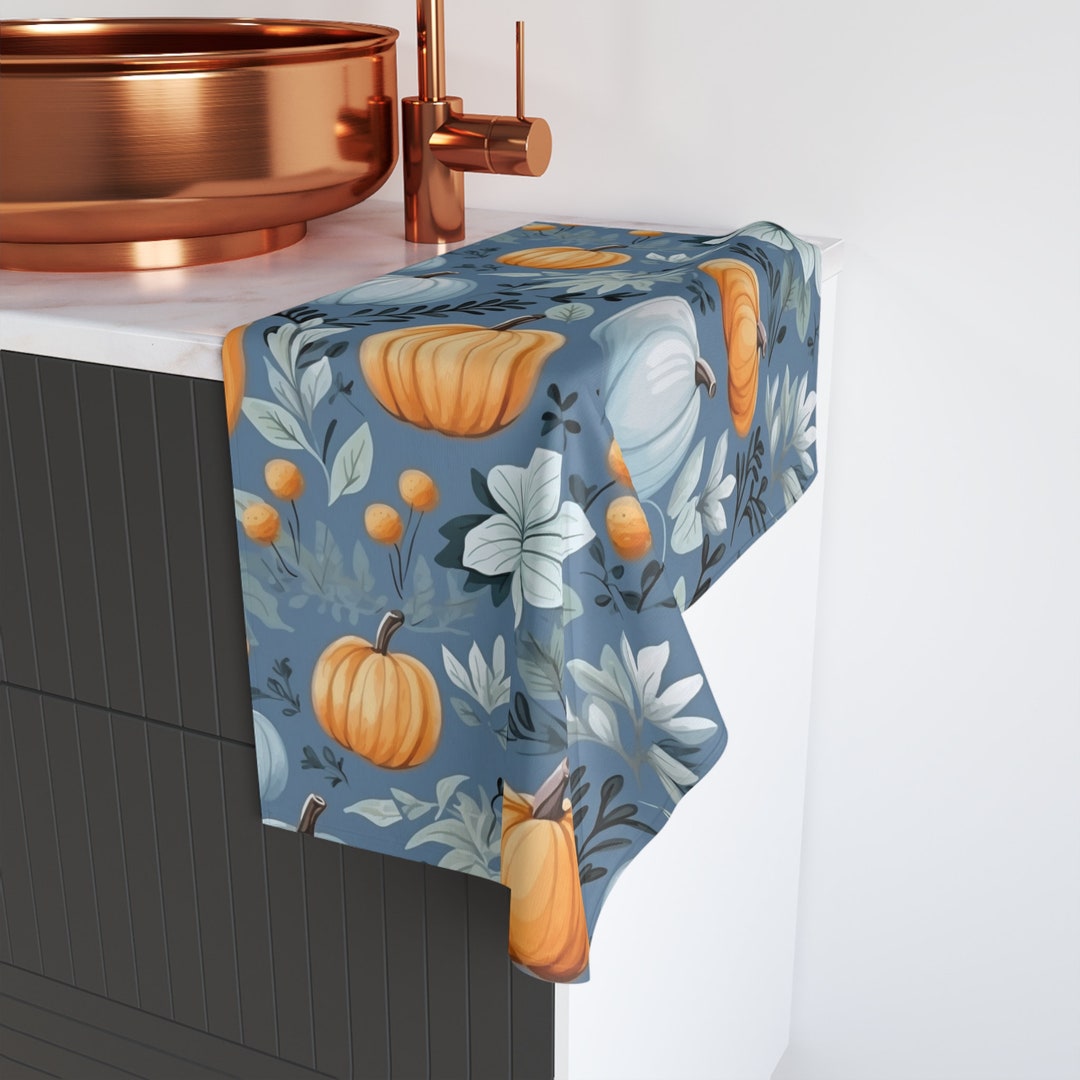 Blue Pumpkin Hand Towel, Fall Hand Towel, Autumn Hand Towel, Fall