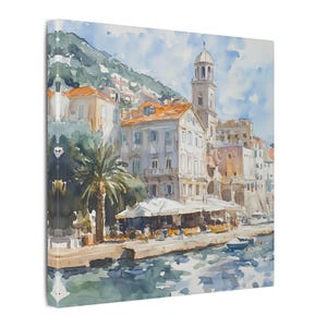 Split Croatia Canvas Gallery Wrap, Croatian Watercolor Painting, European Fine Art Canvas, Travel Gift
