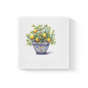 Citroenboom papieren servetten set van 50/100, Italiaanse citroenen themafeestservetten, wegwerpservetten, cocktailservetten, eetkamerdecoratie