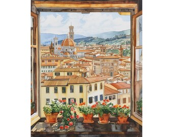 イタリアのフィレンツェの街並みの絵画 フィレンツェの街 Oil on canvas F6(31×41㎝) 芸術の都