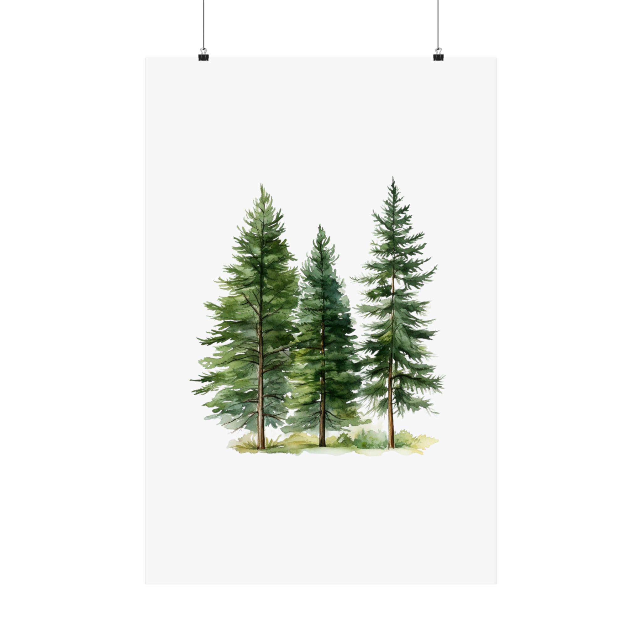 Watercolor Pine Trees Painting Misty Forest Art Print Pine Tree ...