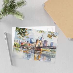 Cincinnati Postkarte, Ohio Kunst, Mittlerer Westen der USA Aquarell Postkarte, Cincinnati Stadtbild, Ohio Druck, US Stadt, Reisepostkarte, Geschenk