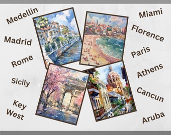 Custom Poster 1 Print Digital Download, Personalized Travel Wall Art, Any City Painting, Travel Gift, Any Country, Handmade Home Decor