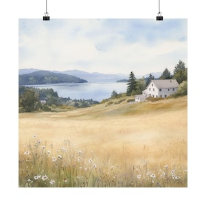San Juan Islands Print, Washington Wall Art, Pacific Northwest Watercolor Painting, Landscape Art, Seascape, USA Travel Poster, Travel Gift