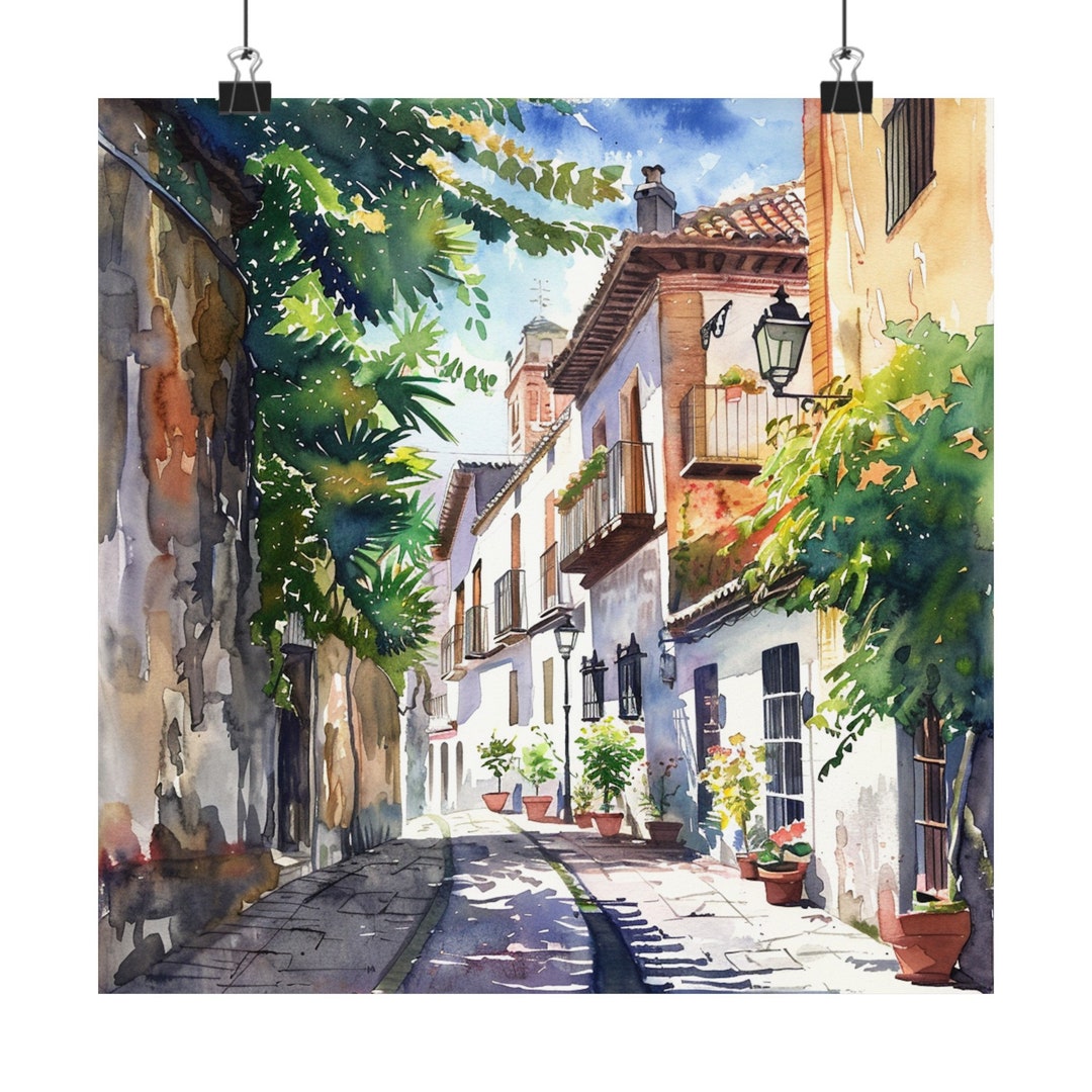 グラナダの絵画、植民地時代のスペインのアートプリント、南スペインの