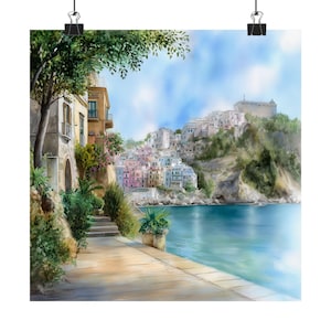 Gaeta Italy Watercolor Painting: Italian Riviera Art Print, Seascape Artwork, Travel Poster Gift