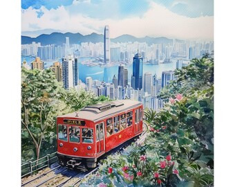 香港のスカイラインアートプリント｜ビクトリアピークから見た香港の