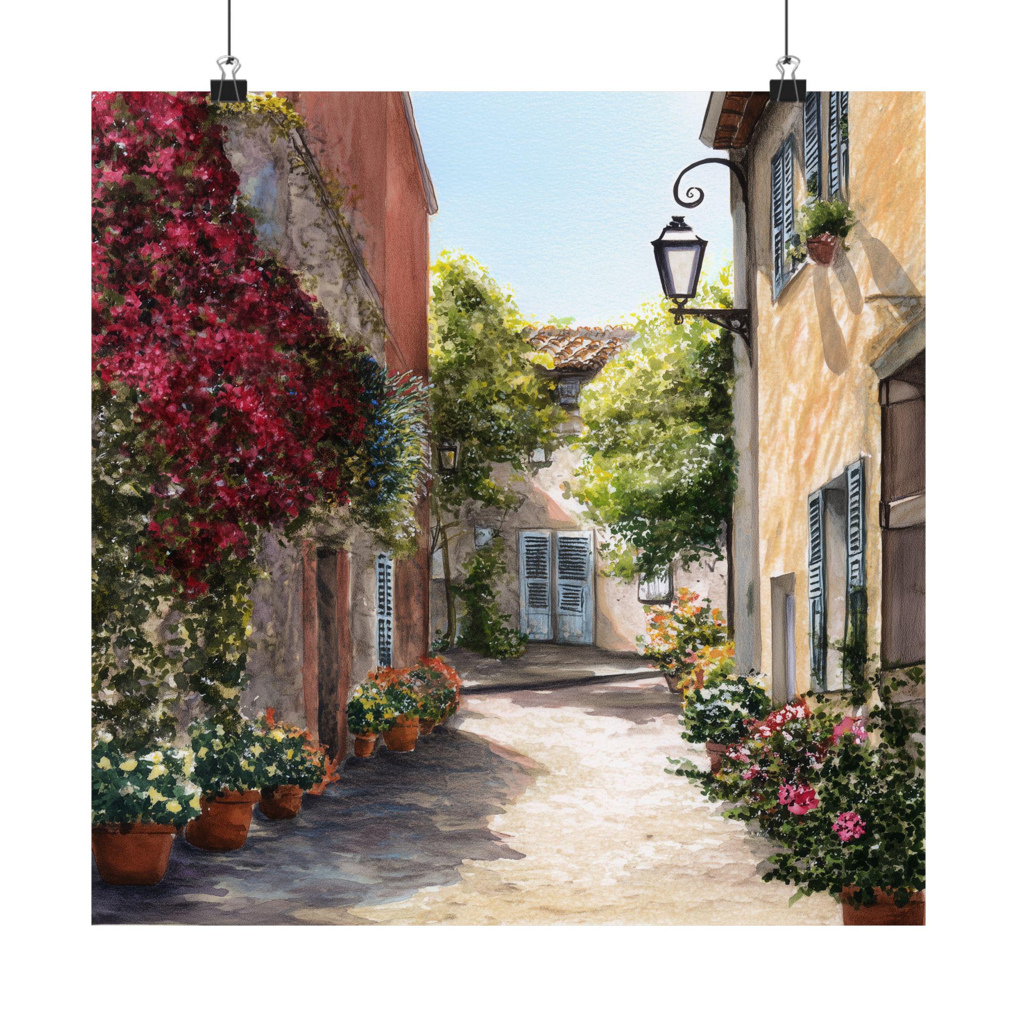 ロッカ・ディ・パーパ イタリア アートプリント：ローマの水彩画の