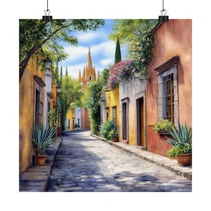 San Miguel de Allende Artwork, Guanajuato Watercolor Painting, Mexico Wall Art Print, Mexican Decor, Latin America Travel Poster Travel Gift