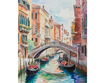 Venice Art Print, Watercolor Painting, Italy Wall Art, Italian Cityscape, Travel Poster, Bedroom Wall Art European Travel Gift Italian Decor