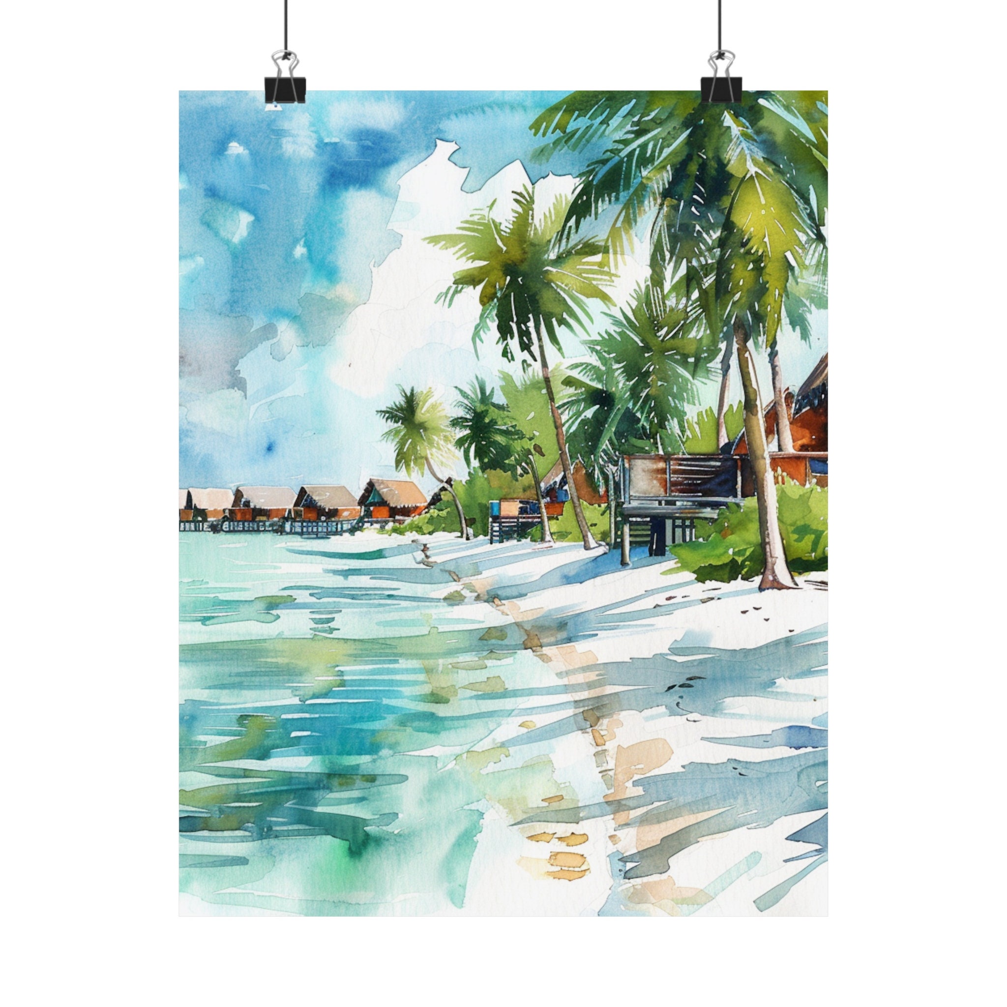 Maldives Painting Watercolor Art Print, Maldives Islands Wall Art ...