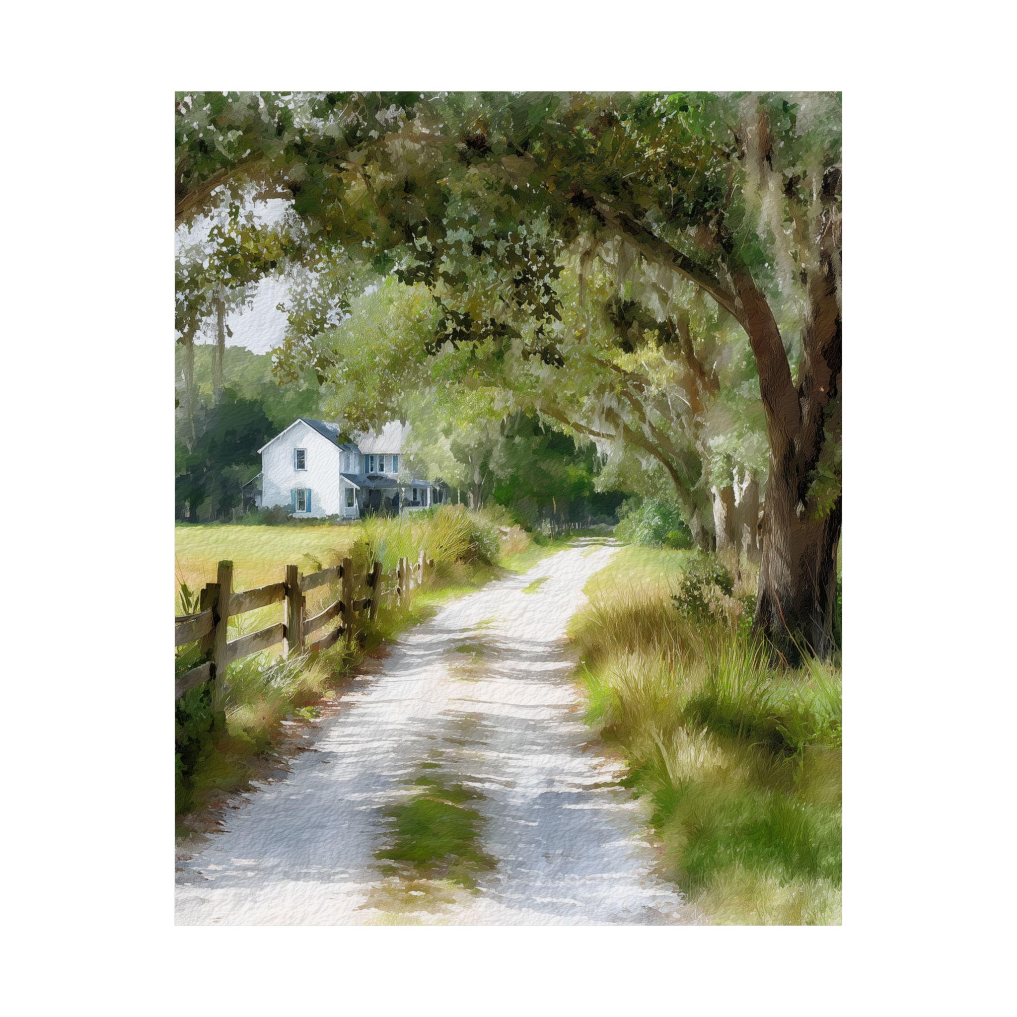 Rural South Georgia Watercolor Painting: Countryside USA Art Print ...