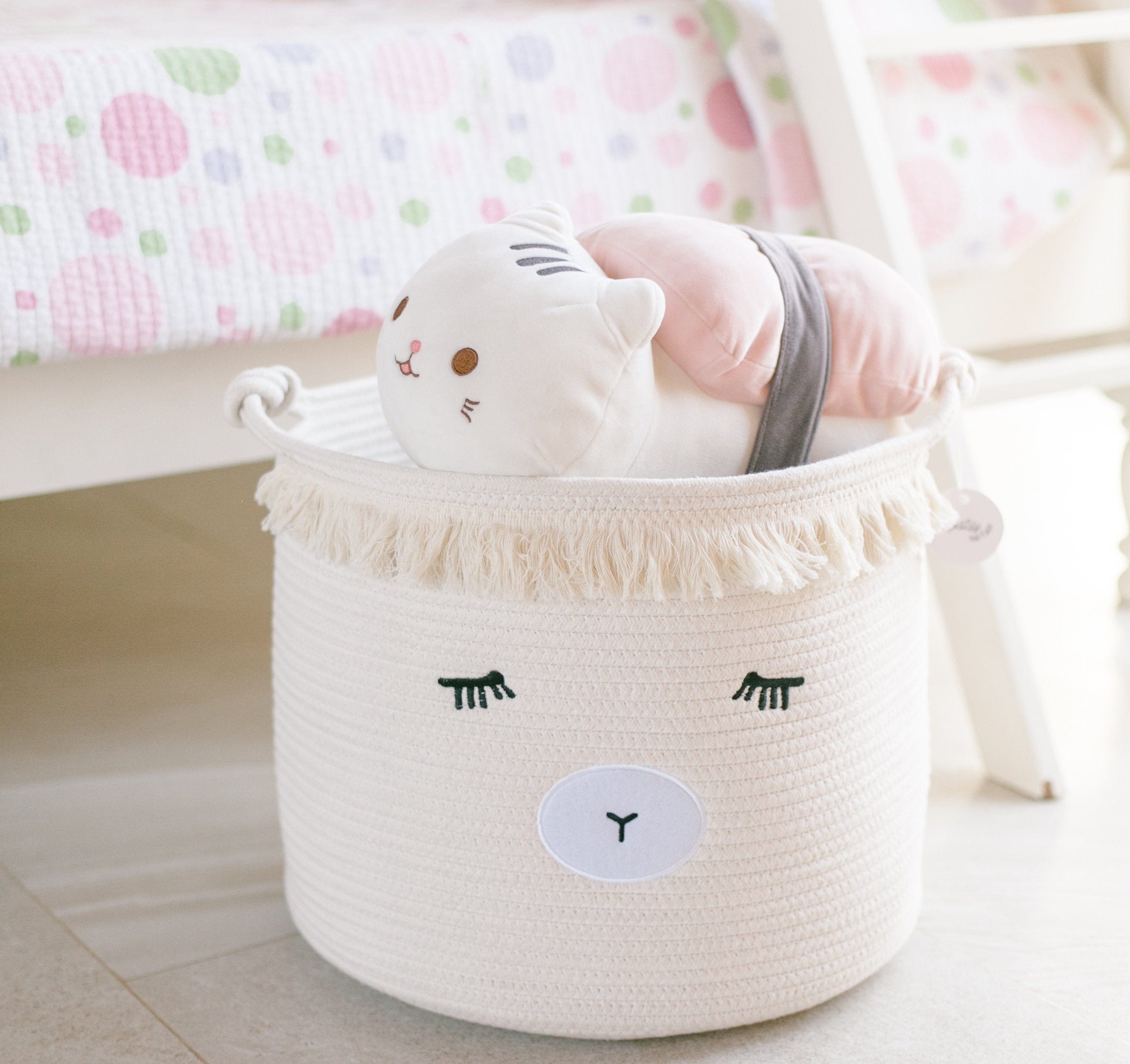 XXXL Pink Storage Boxes Woven Rope Basket for Plush Stuffed Animals Baby  Nursery