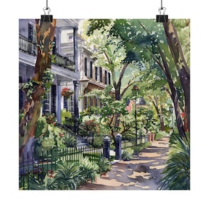 Arte do Garden District, pintura de Nova Orleans, aquarela do sul da Louisiana, belas artes de Nova Orleans, pôster de viagem, presente de viagem para Nova Orleans