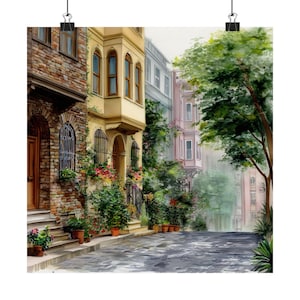Istanbul Streetscape Art Print: Turkish Watercolor Travel Poster