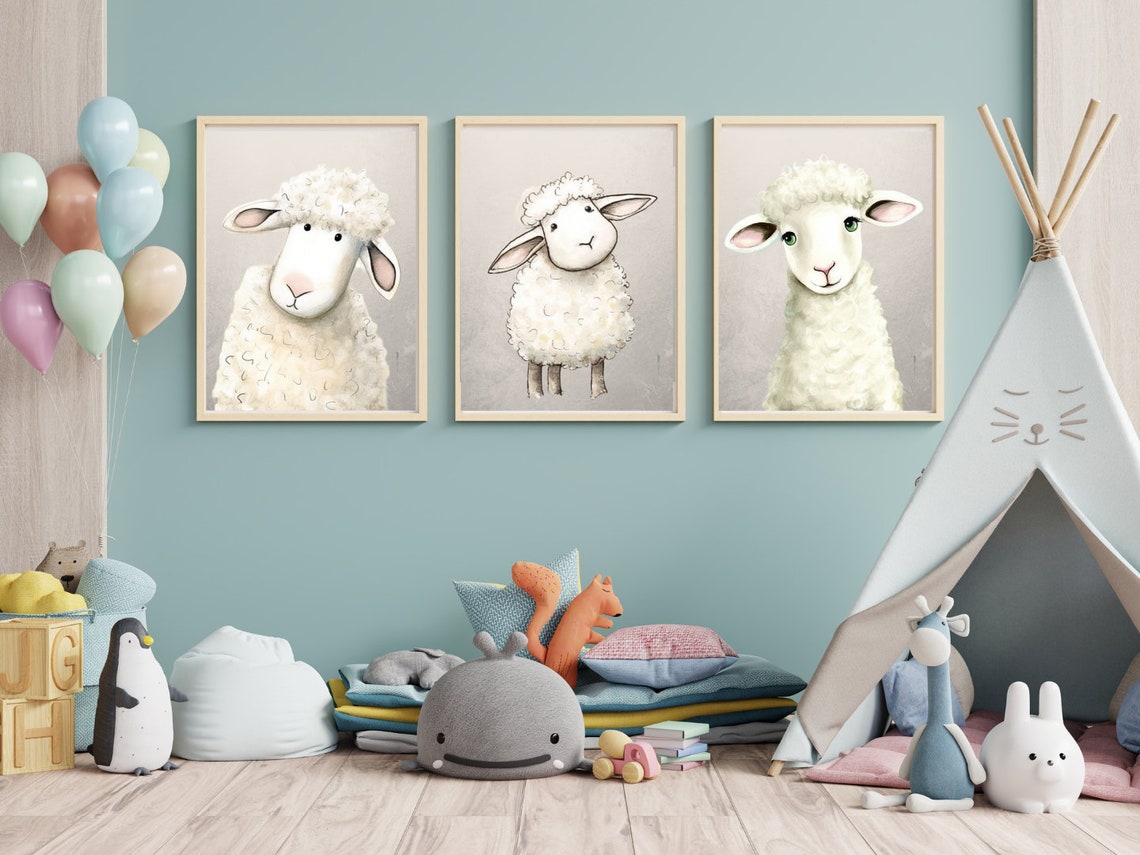 Baby Lamb Wall Art Lamb Nursery Prints Lamb Set of 4 - Etsy