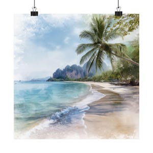 Thailand Beach Watercolor Painting, Tropical Wall Art, Asian Artwork, Thailand Print, Asia Travel Poster, Travel Gift