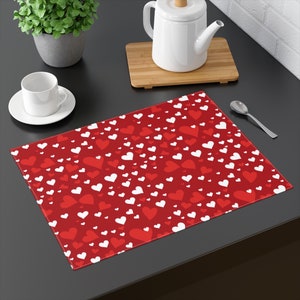 Valentines Day Placemat, Valentine Gift For Her, Teacher Valentine, Valentines Day Gift, Heart Placemats Valentine Kitchen Decor