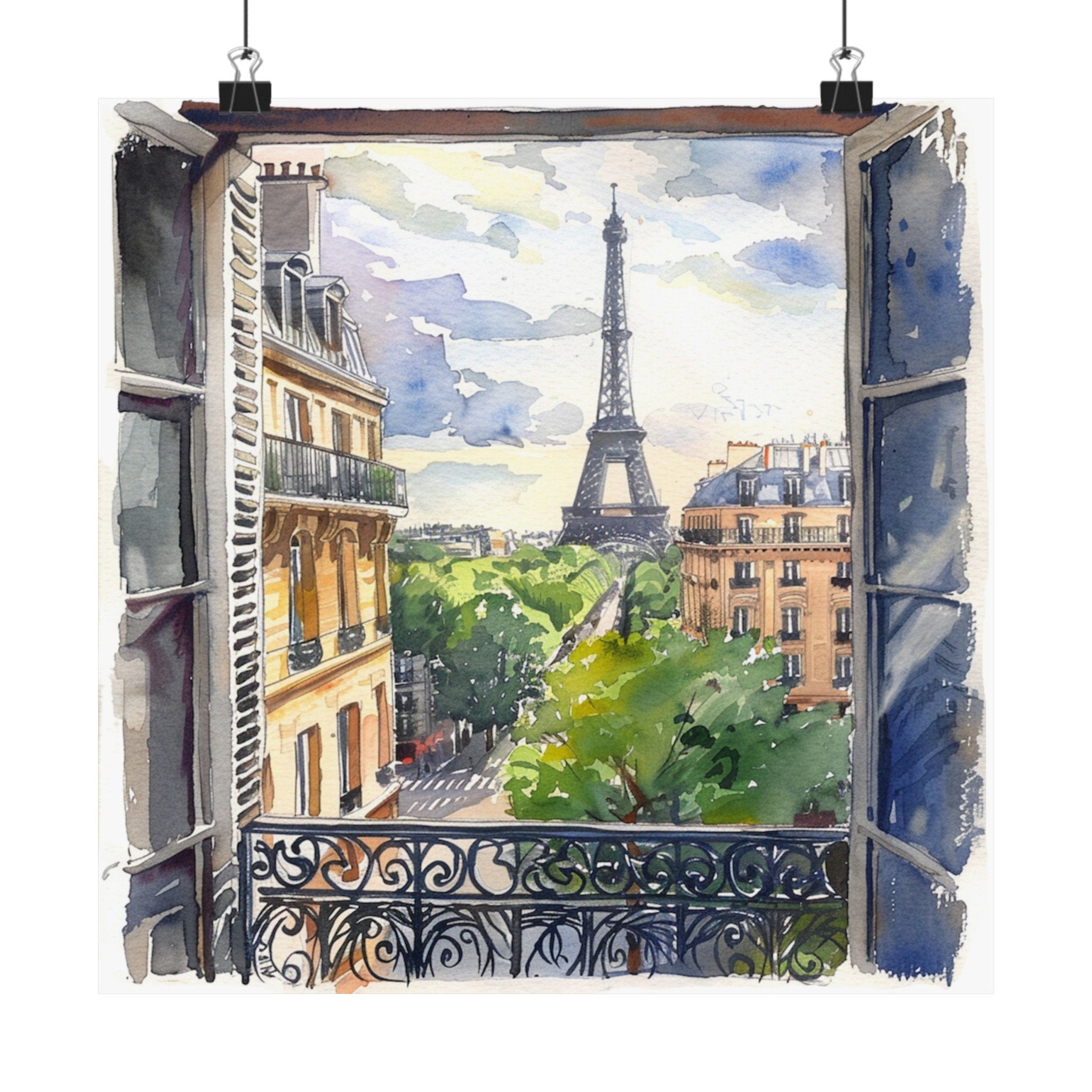 エッフェル塔 パリ 絵画、趣のある窓 バルコニー パリの街並み エッフェル塔 パリ 絵画、趣のある窓 バルコニー パリの街並み