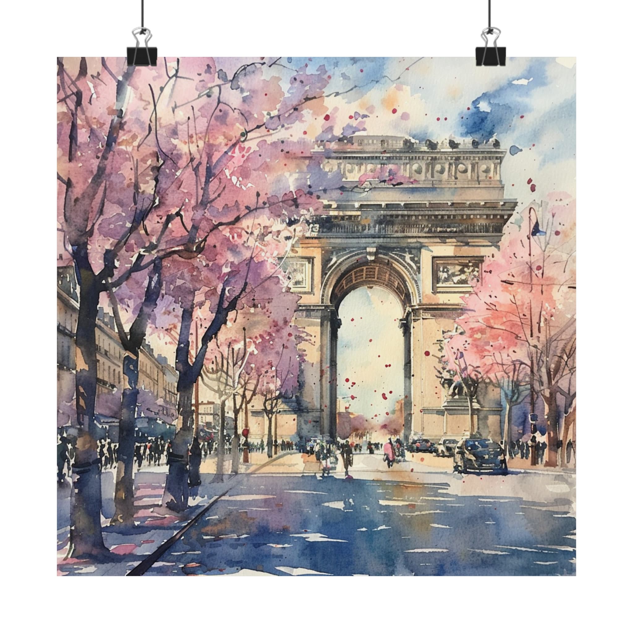 水彩画 パステル パリ 凱旋門 絵画