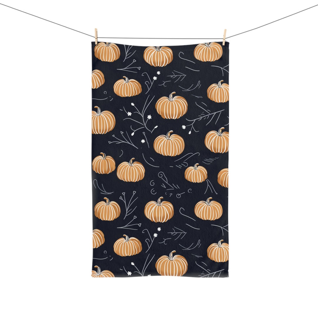 Navy Blue Pumpkin Hand Towel Pumpkin Bathroom Towel Fall Etsy