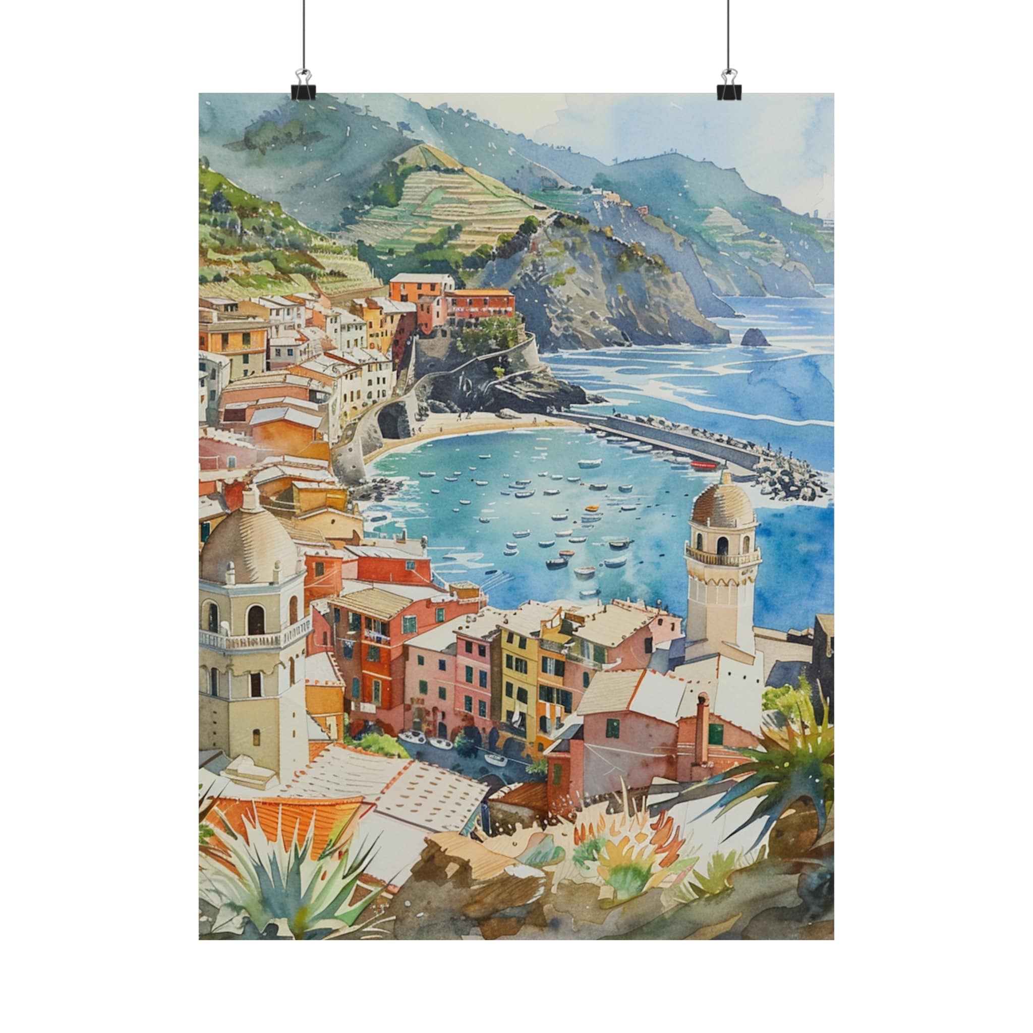 Cinque Terre Travel Print Italian Riviera Wall Art Italy Art Print ...