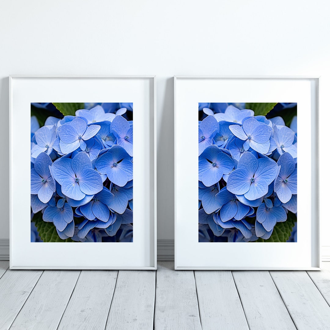 Hydrangeas Wall Art 2-set, Hydrangea Set of 2 Prints, Summer Blue ...