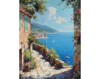Amleto Colucci イタリア画家 油絵 風景画 海辺の家 オリジナル A