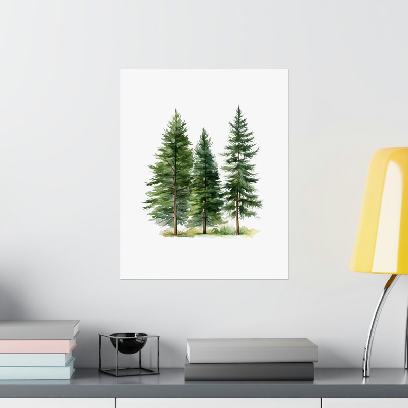 Watercolor Pine Trees Painting Misty Forest Art Print Pine Tree ...