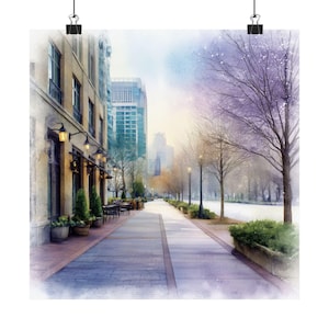 Charlotte Art, North Carolina Watercolor Painting, Carolinas Print, USA City Travel Poster, Streetscape, Carolinas Travel Gift