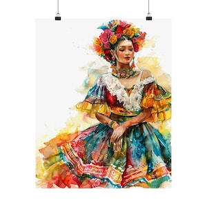 Mexican Art and Life Poster, Traditional Mexican Artwork, Colorful Mexican Art Print, Floral Vintage Poster, Latin Decor, Cultural Gift