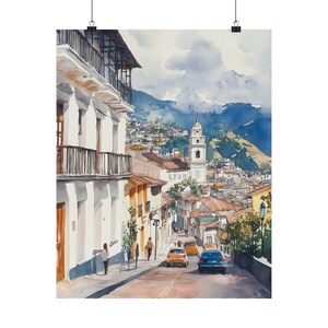 Quito Art, Ecuador Watercolor Painting, Andean Mountains Print, Incan Artwork, Latin American Art, Travel Poster, South America Travel Gifts image 7