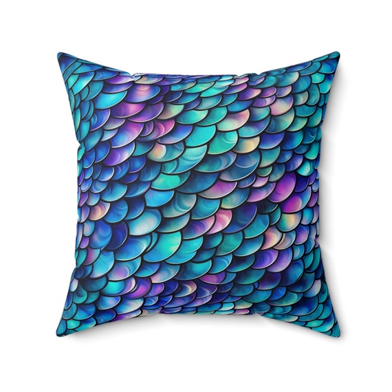 Mermaid Pillow Mermaid Throw Pillow Girls Bedroom Decor Mermaid Bedroom Decor Iridescent Mermaid Scales Pillow Girls Christmas Gift Etsy UK