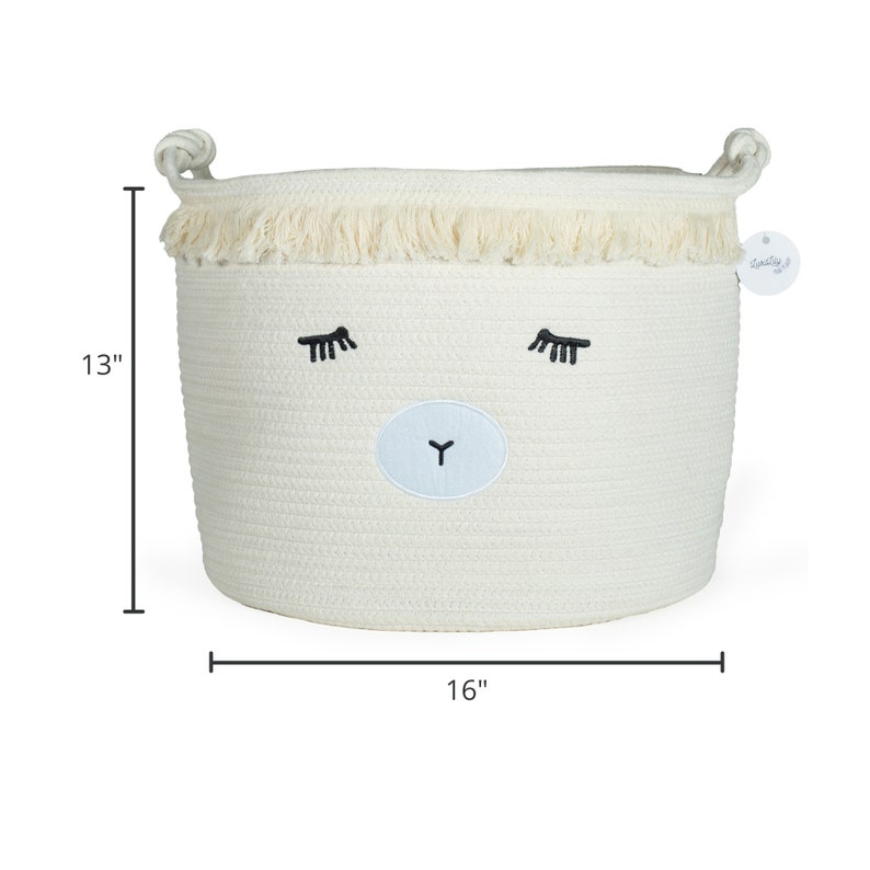 Cotton Rope Nursery Storage Basket - Cute Lamb Woven Hamper for Kids/toddlers, Stuffed Animal Toy Storage Bin, Baby Shower Gift Basket