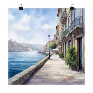 Porto Watercolor Art Print: Portugal Streetscape Travel Poster