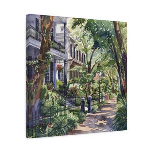 Arte em tela do Garden District, pintura de Nova Orleans, impressão em aquarela do sul da Louisiana, belas artes de Nova Orleans, presente de arte de viagem para NOLA