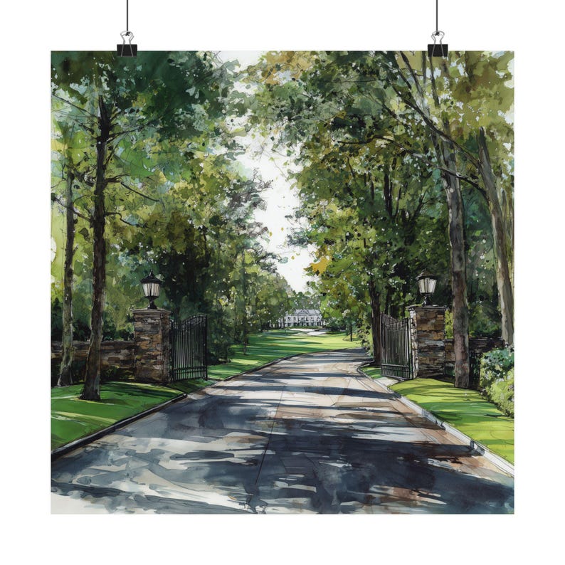 Augusta National Golf Club Art, Georgia Watercolor Painting, Masters Print, Golf Wall Art, Southern US Poster, Personalized Gift image 9