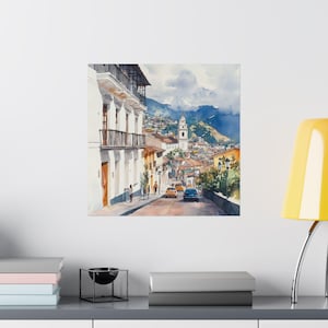 Quito Art, Ecuador Watercolor Painting, Andean Mountains Print, Incan Artwork, Latin American Art, Travel Poster, South America Travel Gifts image 10